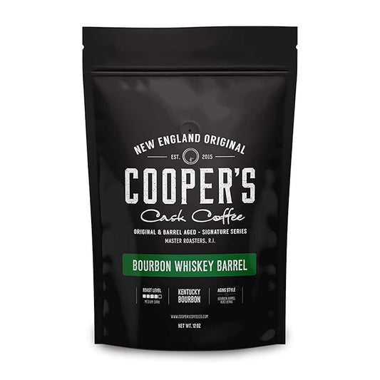Bourbon Whiskey Barrel Aged Coffee - Ground Grade 1 Colombian Coffee Beans Aged in Kentucky Bourbon Whiskey Barrels - 2lb Bags