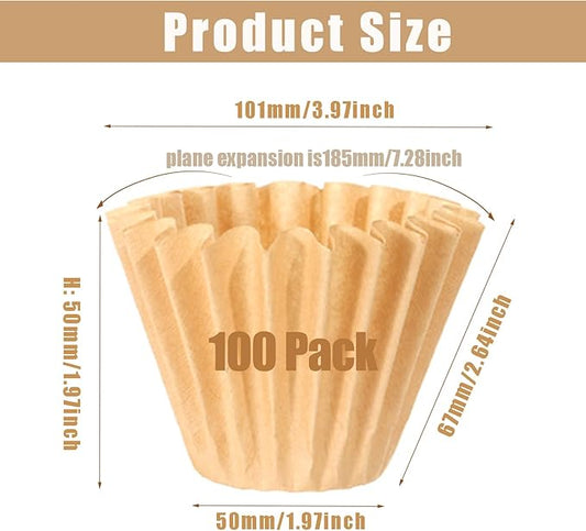 100 Count Unbleached Coffee Filters, 4-5 Cup Natural Basket Coffee Filter Paper for 5 Cup Coffee Maker, Small Coffee Travel Brewer, Single Serve Coffee Pot