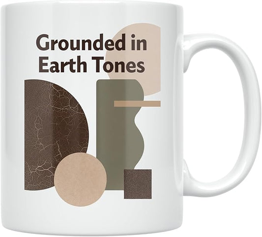 Grounded Earth Tones - Minimalist Design Lover - 11 oz White Ceramic Coffee Mug - Abstract Aesthetic