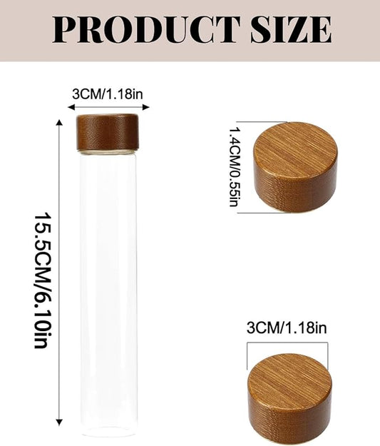 Coffee Bean Storage Tubes Refill Pack – 6pcs 80ml Airtight Glass Coffee Bean Container with Bamboo Lids for Single Dose Storage, Replacement Tubes for Barista
