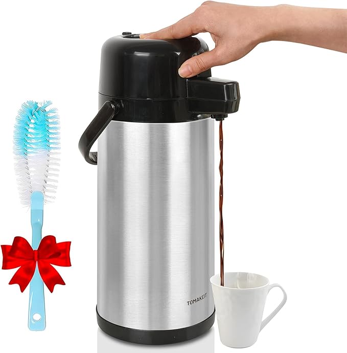 Airpot Coffee Carafe for Keeping Hot,102oz/3L Coffee Dispenser Thermal with Pump,Insulated Stainless Steel Hot Beverage Dispenser for Parties,Thermal Carafe for Hot Drinks Water Tea Chocolate