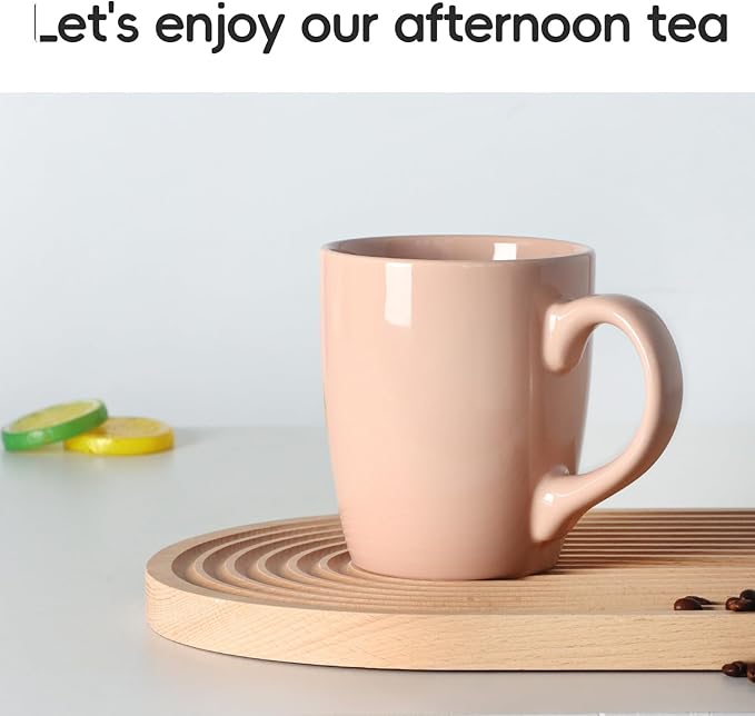 Smilatte 20 OZ Large Coffee Mug, Nice Ceramic Boss Tea Cup with Big Handle for Dad Men Women, Unique Style For Any Kitchen, Pure Pink