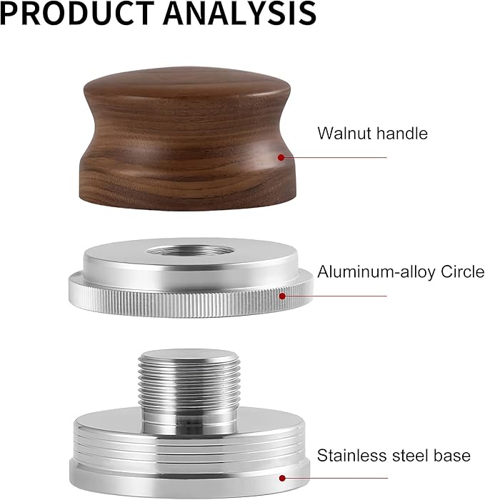 GURUDAR 51mm Coffee Distributor, Espresso Distribution Tool, Adjustable Depth Espresso Tamper Leveler with Walnut Wood Handle Fits for 51mm Delonghi Barista Portafilter