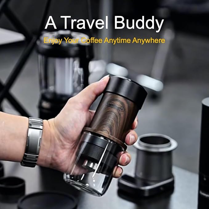 M5 Manual Espresso Maker, Portable Coffee Machine with 2-in-1 Bottomless Portafilter, No Electricity for Camping Travel Office, Cafe-Quality Stainless Steel, 80ml Tank & 2-Year Warranty