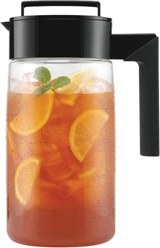 Takeya Airtight Pitcher - Everyday-Use Airtight Pitcher for Iced Tea & More - Clear Pitcher with Lid - Lightweight Kitchen Essential - Spill-Proof & Durable Kitchenware - 1 Quart, Black