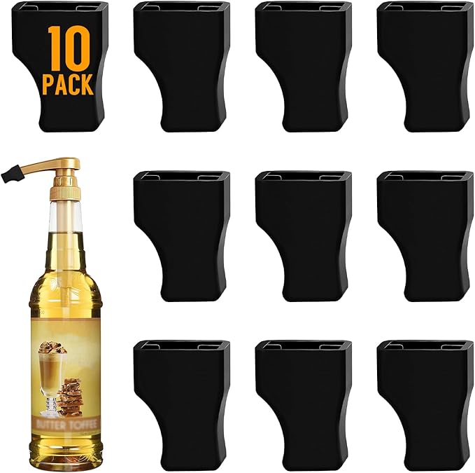 10 Pcs Coffee Syrup Pump Tip Covers - Black Rubber Caps for Pump Keep Sugar Condiments Olive Clean Preserved, Fit Pour Dispenser, Oil Liquor Bottle, Long Nozzle Lotion Pumps