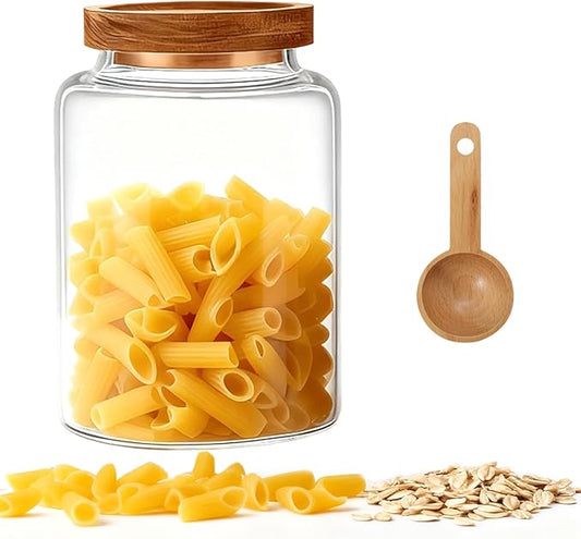 Glass Coffee Canister Glass Food Storage Jars With Airtight Lids Borosilicate Glass Coffee Canister Container for Coffee Beans & Grounds Tea Sugar Spices Kitchen (1200ml/40oz -1 pack-with spoon)