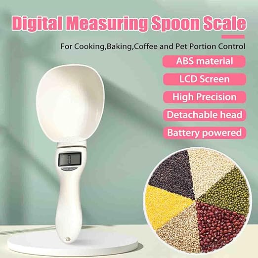 Digital Measuring Spoon Scale,Food Measuring Scoop Scale,ABS Kitchen Weight Scale for Food with LCD Screen,High Precision,for Cooking,Baking,Coffee and Pet Portion Control