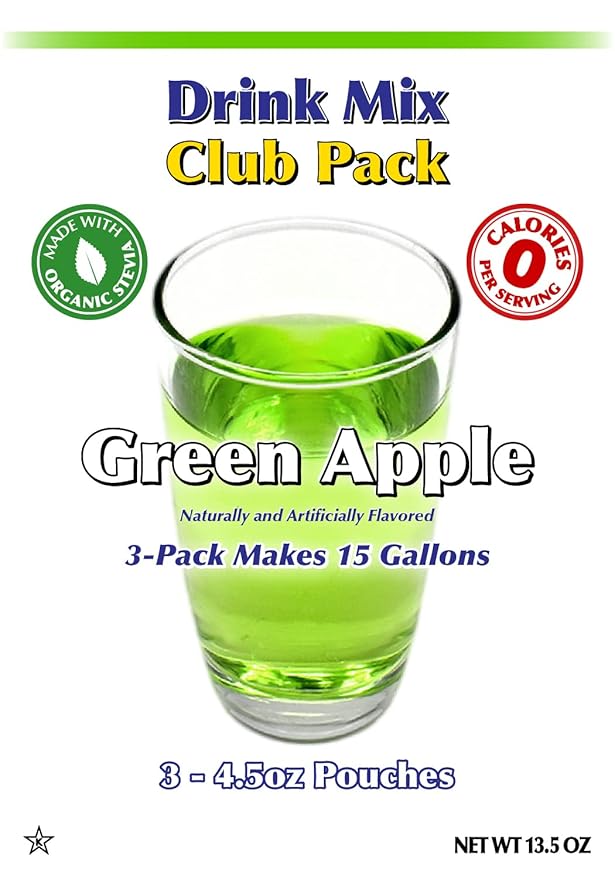 GramZero Green Apple Zero Calorie Sugar Free Drink Mix, Great For Nutrition Club Loaded Tea, Stevia Sweetened