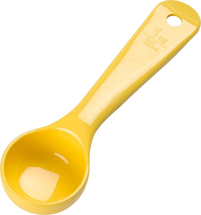 Carlisle FoodService Products Measure Miser Solid Measuring Spoon with Short Handle, 1 Ounce, Yellow (Pack of 12)