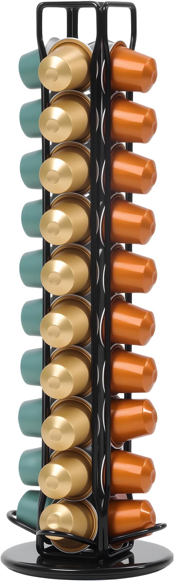 Coffee Pod Holder for Nespresso OriginalLine Capsules, Rotating Carousel Coffee Pods Holder Coffee Station Organizer Countertop Storage Rack -Black/40 Pods Capacity