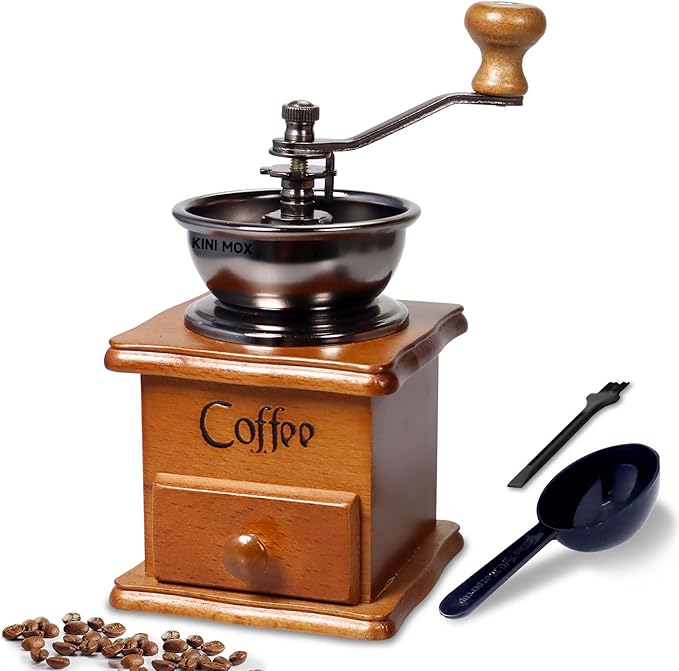 Manual Coffee Grinder Mini Vintage Wooden Coffee Bean Grinder for Decoration Display Antique Coffee Mill for Making Mesh Coffee Classic French Press for Decoration