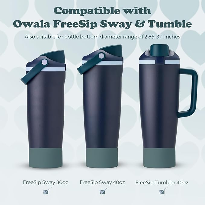 2PCS Silicone Boots for Owala 30oz & 40oz FreeSip Sway Bottles & Tumblers – Non-Slip, Scratch-Resistant, Stability Enhancer for Owala Accessories (Blue Spruce)