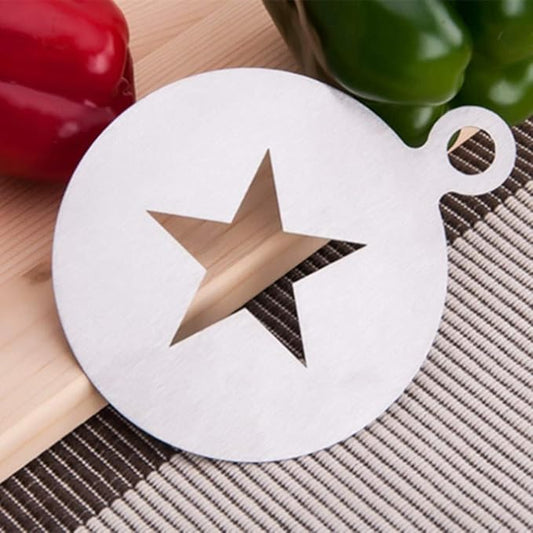 Stainless Steel Coffee Stencils，YUANGUNGUN Cappuccino Coffee Stencils Heart Star Shape Strew Pad for Latte Cappuccino Cupcake Cookies Hot Chocolate(2 Pcs)