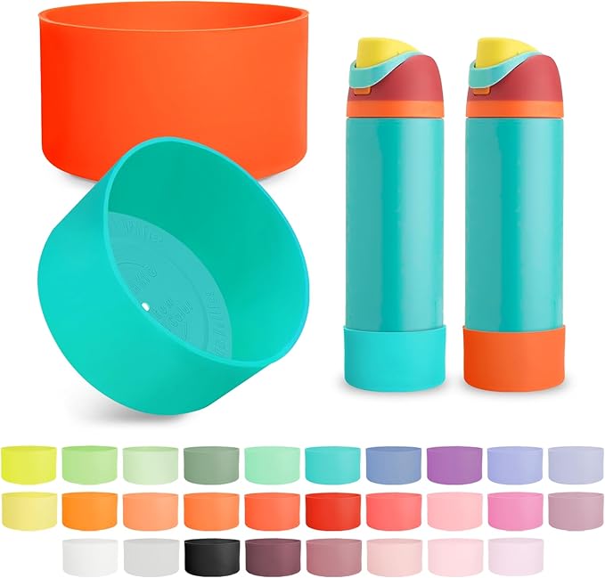 2PCS Silicone Boot for Owala 24oz FreeSip Water Bottle, Anti-Slip Scratch-Resistant Bottom Sleeve, Protective Sports Bottles Accessories, BPA-Free