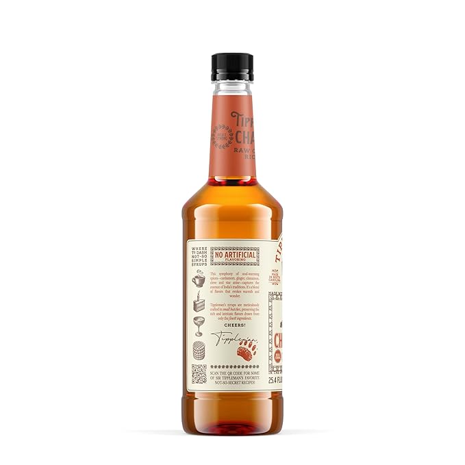 Tippleman's Chai Spice Coffee Syrup - Rich Flavor for Hot or Iced Drinks, Latte, Tea, Espresso, Cappuccino, Cocktails, & Baking - 25.4 Fl Oz