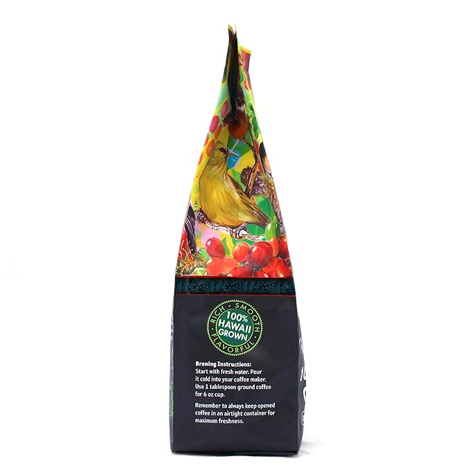 Ka'u Coffee Mill Estate Reserve Dark Roast Ground Coffee - Rich Chocolate Notes - Pure Ka'u Coffee - Specialty Roast - Handpicked Hawaii Grown Arabica Beans - Gourmet Small Batch - 8oz