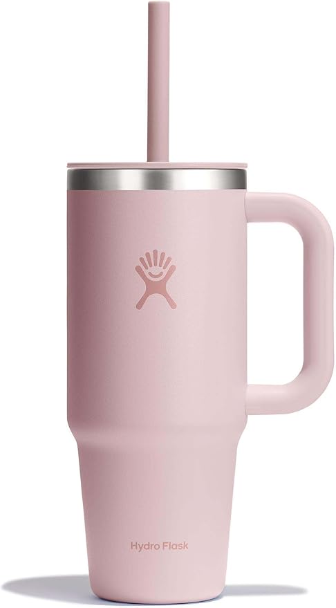 Hydro Flask Travel Tumbler with Handle, Lid and Straw - Insulated Stainless Steel in 24 Oz Tonal Trillium