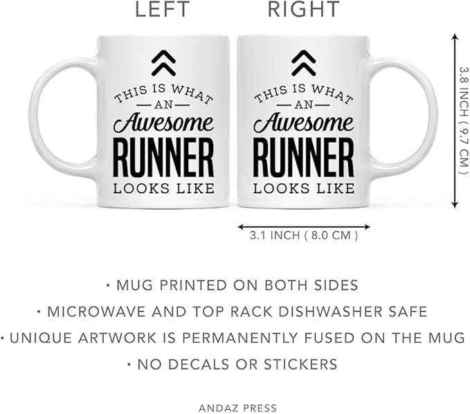 Andaz Press 11oz. Ceramic Coffee Tea Mug Thank You Gift, This is What an Awesome Runner Looks Like, 1-Pack, Birthday Christmas Gift Ideas Coworker Him Her, Includes Gift Box