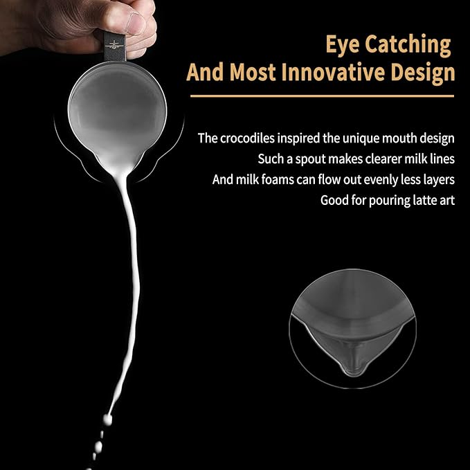 MHW-3BOMBER Espresso Steaming Pitcher Milk Frothing Pitcher Stainless Steel Milk Coffee Cappuccino Latte Art Barista Cup (5.0 Matte Black, 13.5oz/400ml), P5031B