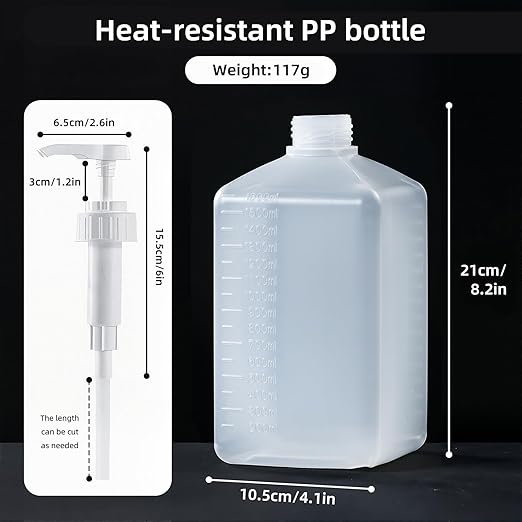 Large Capacity Syrup Dispenser for Coffee Bar High Temperature Resistant, 54oz 1600ml PET Syrup Bottle w Measuring Cup and Funnel, Dispenser Bottle w Upgraded Pump