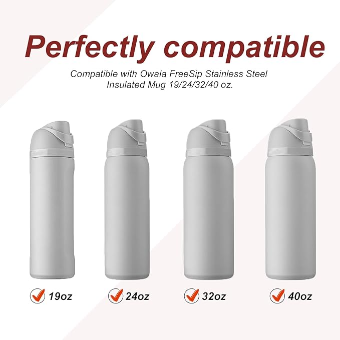 2pcs Water Bottle Top Lid Compatible with Owala FreeSip 24oz 32oz, Sealing Parts Replacement Stopper Silicone Plug Accessories for Owala Free Sip 19/24/32/40oz Seal Gasket Bottle Cap Mouth