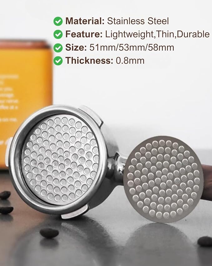 54mm Espresso Puck Screen, 0.8mm Thickness Stainless Steel Reusable Coffee Filter, Designed for Bottomless Portafilter Baskets, Enhances Espresso Extraction