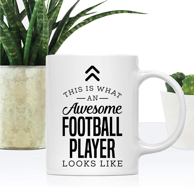 Andaz Press 11oz. Ceramic Coffee Tea Mug Thank You Gift, This is What an Awesome Football Player Looks Like, 1-Pack, Birthday Christmas Gift Ideas Coworker Him Her, Includes Gift Box