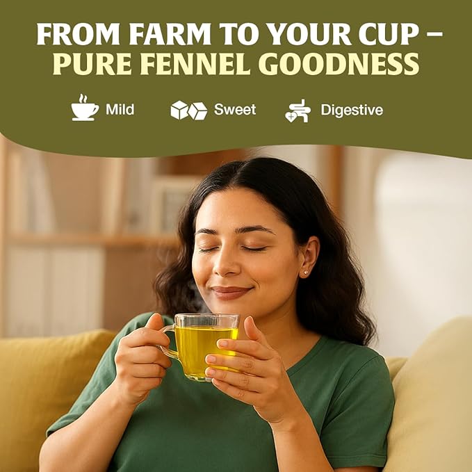 HANDPICK Fennel Seed Tea Bags (100 Count), Authentic Indian Origin with Natural Aroma & Sweetness | 100% Pure, Non GMO & Caffeine Free