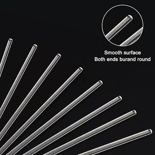 stonylab Glass Stirring Rods, 11.81 Inch Long Borosilicate Glass Rods Stirrers Sticks with Rounded Ends Solid Glass Stick for Lab Kitchen Science, 8-Pack