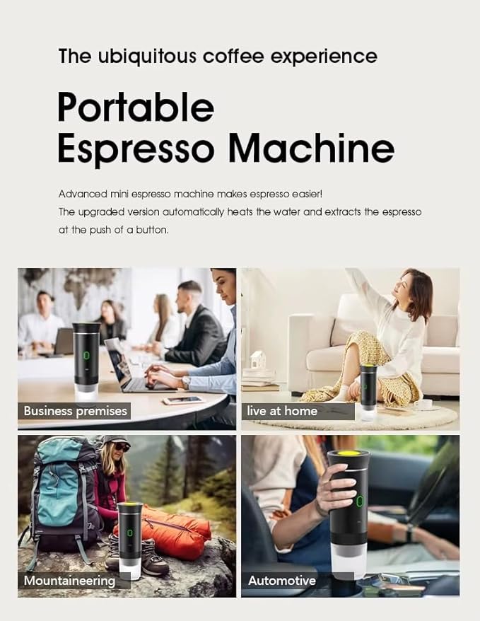 Magic Boxx Portable Electric Coffee Maker with USB-C | Compatible with Capsules and Ground Coffee | Ideal for Car, Office, Travel, and Camping