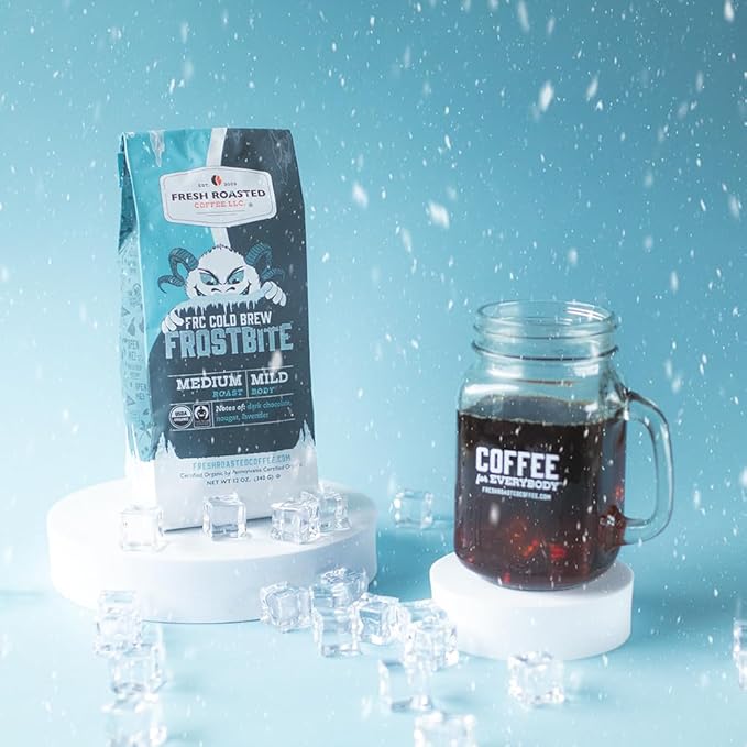 Fresh Roasted Coffee, Organic Frostbite Cold Brew | Mold & Myco 3rd Party Tested, USDA Organic, Kosher | Medium Roast | 12 oz Whole Bean