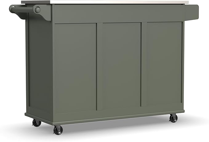 Homestyles Mobile Kitchen Island Cart with Stainless Steel Top, Sage Green