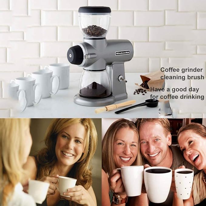 Coffee Grinder Cleaning Brush + Coffee Brush Wood Handle & Natural Bristles Pastry Brush