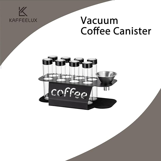 Wooden Coffee Bean Sampling Set with Test Tubes, Funnel - Coffee Bean Storage & Tasting Kit for Coffee Lovers, Cafes (C)