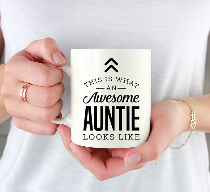Andaz Press 11oz. Ceramic Coffee Tea Mug Thank You Gift, This is What an Awesome Auntie Looks Like, 1-Pack, Birthday Christmas Gift Ideas Coworker Him Her, Includes Gift Box