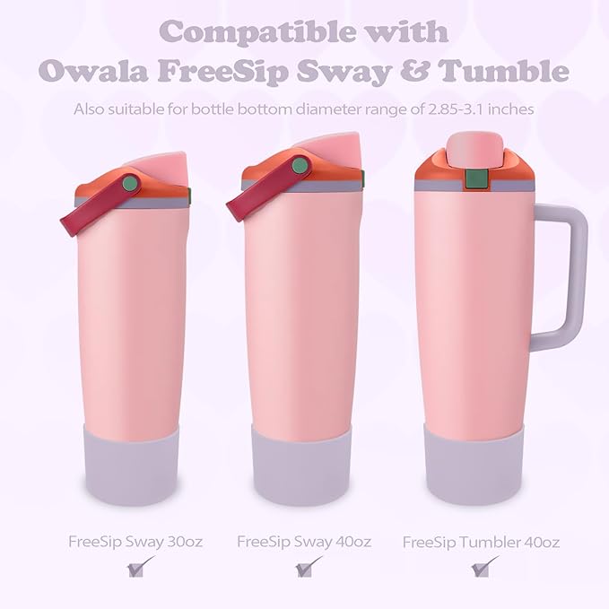 Silicone Boot for Owala 30oz & 40oz FreeSip Sway Bottles & Tumblers - Non-Slip, Scratch-Resistant, Stability Enhancer, Available in 12 Colors (Taro Purple)