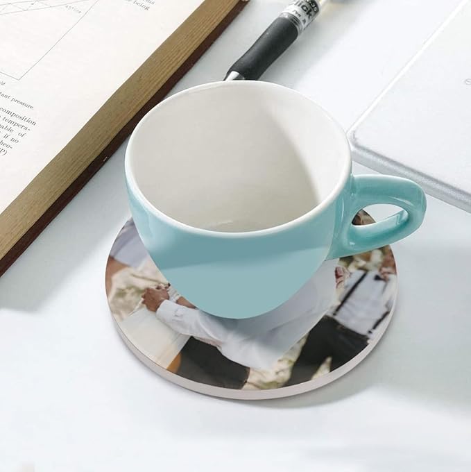 Custom Ceramic Coasters Set of 4, Personalized Non-Slip Coaster with Any Photo/Text/Logo/Image, Customized Drink Coaster for Crafts, Business, Wedding, Bar, Home, Office, Kitchen