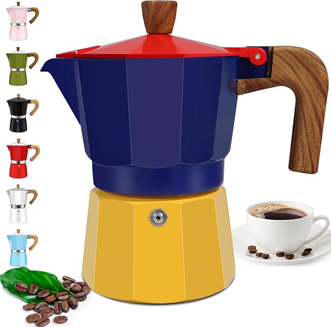 DITOSH 3 Cup Aluminum Espresso Stovetop Moka Pot Express Coffee Maker Percolator Italian Classic Mocha Coffee Machine for Italian and Cuban Cafe Brewing for Home & Camping 150ml 5oz