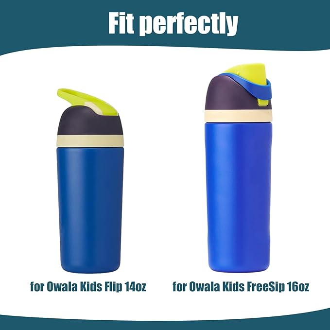 Mity rain 2PCS Protective Boot Compatible with Owala Kids Water Bottle 16 oz &14 oz, Silicone Boot Accessories for Owala Kids FreeSip 16oz & Flip 14oz (Slate Blue)