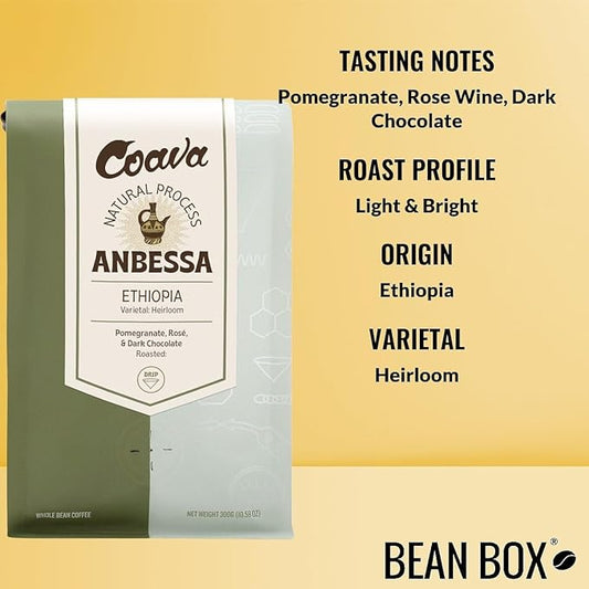 Ethiopia Anbessa Natural - Roasted by Coava Coffee Roasters - Whole Bean Coffee - 12 Ounce Bag