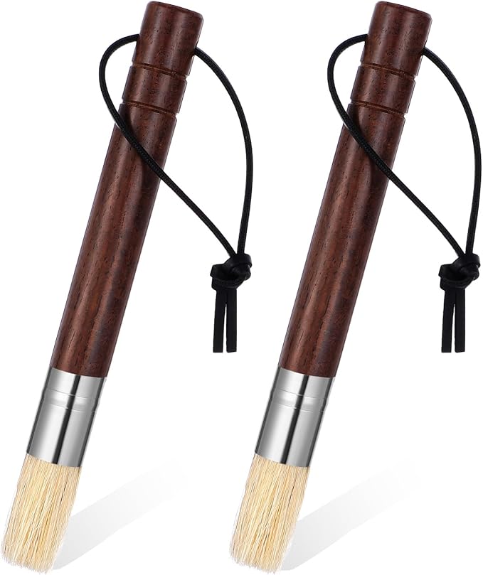 2 Pack Coffee Grinder Cleaning Brush, Espresso Machine Brush with Wooden Handle and Natural Bristles, Coffee Grinder Cleaner Brushes for Home Kitchen Espresso Machine Cleaner Tool