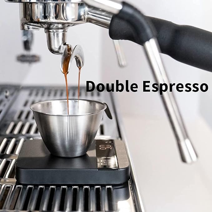 2oz Espresso Shot Cup, watchget Espresso Measuring Cup with Handle and Insdie Mark Stainless Steel Measuring Shot Cup for Barista Cafe Home Professional Espresso Coffee Accessories