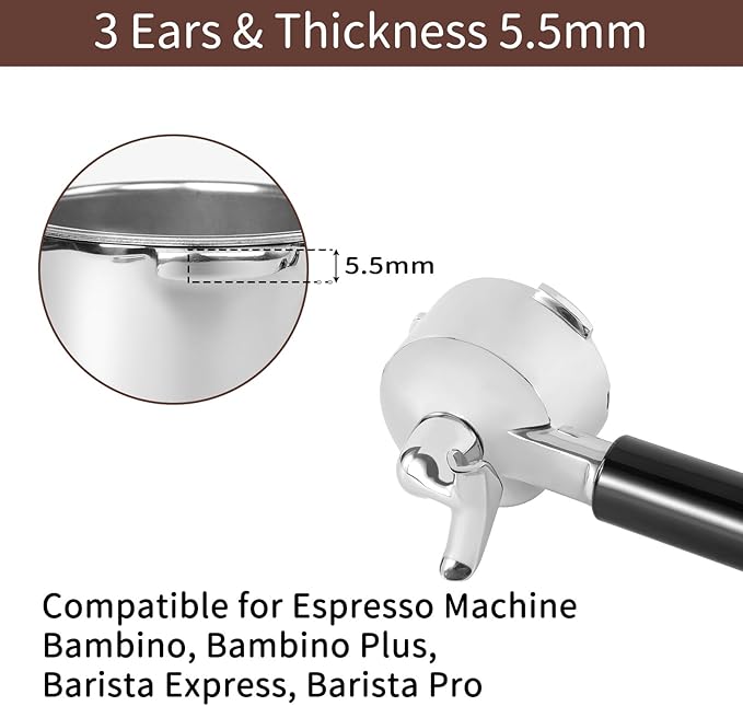 54mm Stainless Steel Portafilter for Bambino, Double Spouts Portafilter with Filter Basket Removal Tool Compatible for Breville Bambino, Bambino Plus, Barista Express, Barista Pro and Infuser