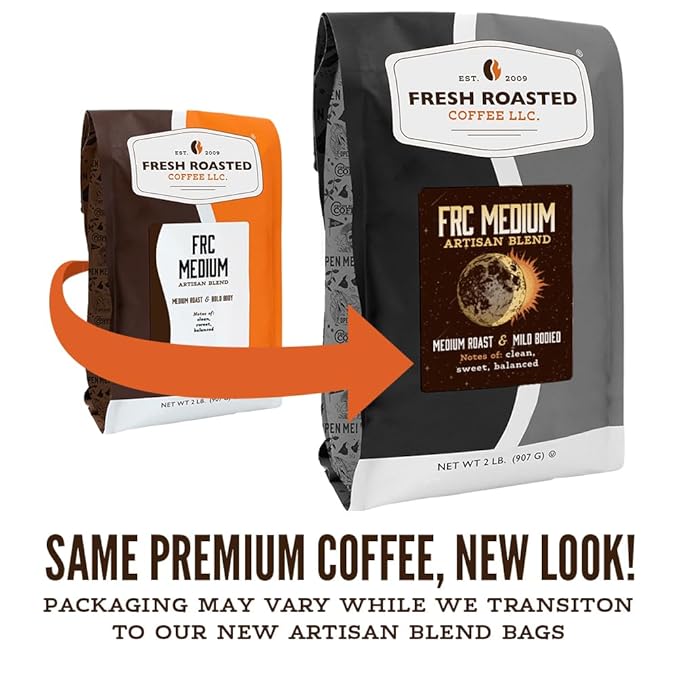 Fresh Roasted Coffee, FRC Medium Roast Blend, 5 lb (80 oz), Kosher, Whole Bean
