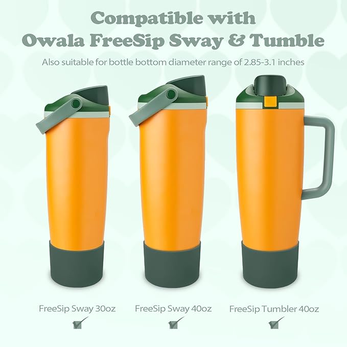Silicone Boot for Owala 30oz & 40oz FreeSip Sway Bottles & Tumblers - Non-Slip, Scratch-Resistant, Stability Enhancer, Available in 12 Colors (Forest Green)