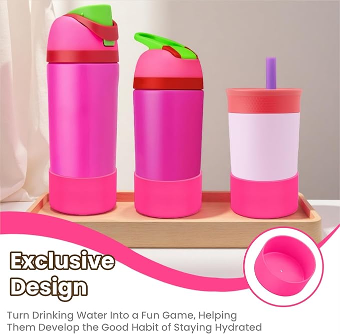 2PCS Silicone Protector Boots Compatible with Owala Kids 16oz & 14oz, Accessories for 12oz - Anti-Slip, Scratch-Resistant, Suitable for School, Outdoor, Easy Grip