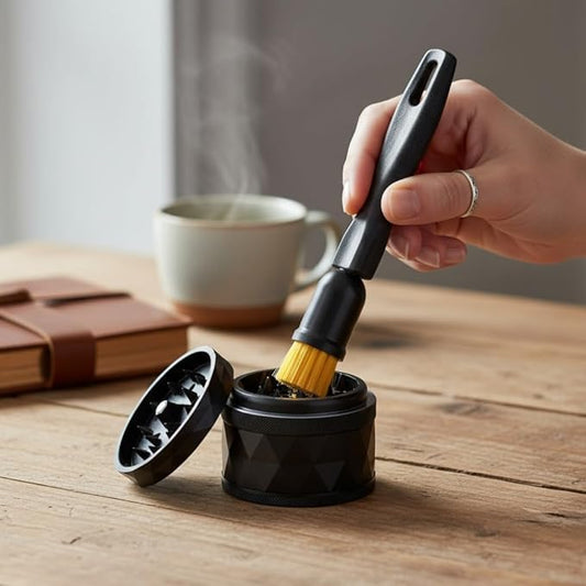 SnowTree - Herb Grinder Cleaning Brush - Won't Damage or Scratch Your Herb Grinder - Gently Cleans and Scrapes Dried Herb and Residue - Comfortable Ergonomic Handle & Stiff Nylon Bristles