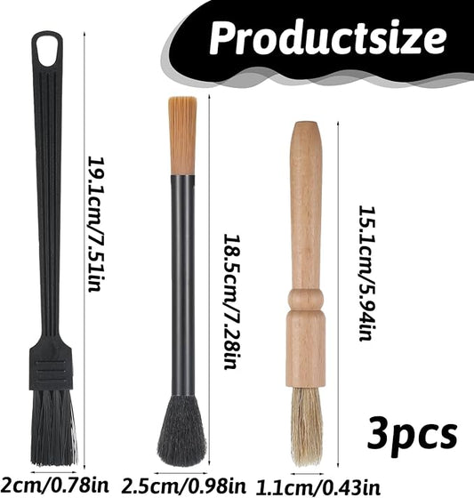 Coffee Grinder Cleaning Brush Set, 3 Pcs Coffee Machine Brush Cleaner Tool, Dusting Coffee Machine Brush for Bean Grain, Barista Home Kitchen, 3 Style