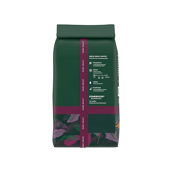 Starbucks Whole Coffee Beans, Dark Roast Hot or Iced Coffee, Single-Origin Sumatra, Six 12 oz Bags
